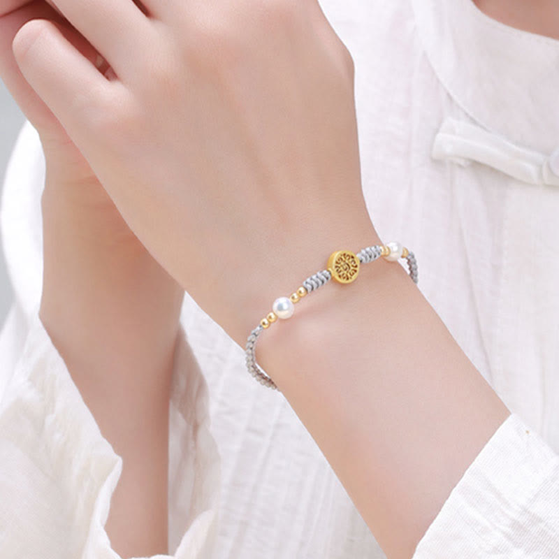 KarmaRipple's Bronze Coin Fortune Tree Pearl Fortune Blue Rope Woven Bracelet p31