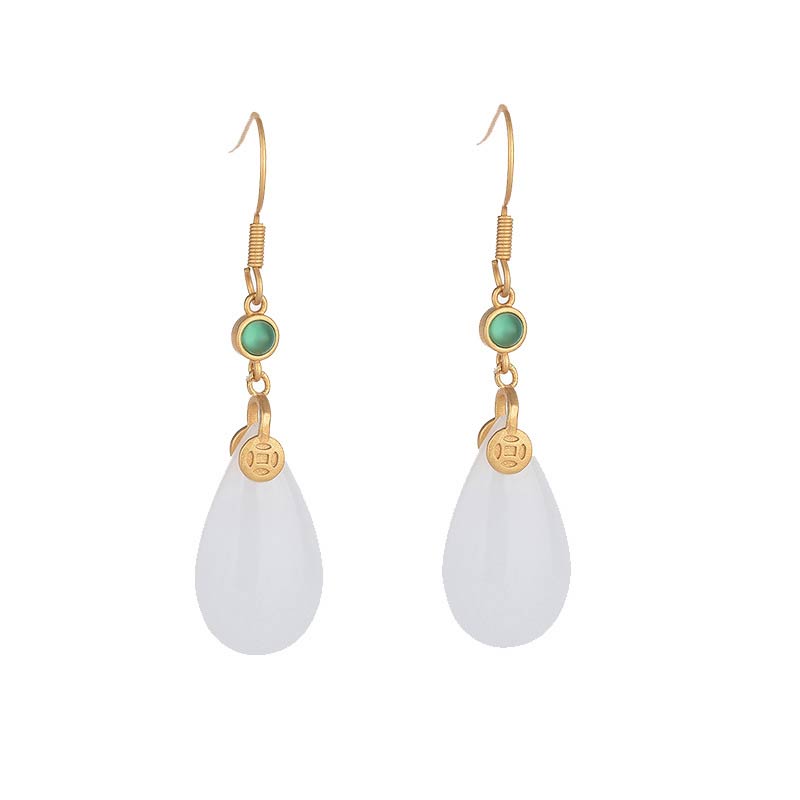 KarmaRipple's FengShui Ivory Jade Fortune Drop Earrings p20
