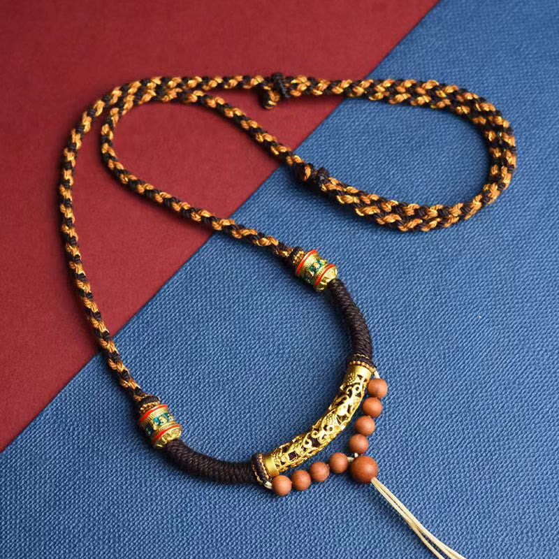 KarmaRipple's Tibetan Handmade King Kong Weave Om Mani Padme Hum Prayer Wheel String Pendant Necklace p1