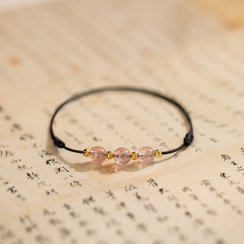 KarmaRipple's Strawberry Gemstone Beadwork Fortune Red String Anklet p20