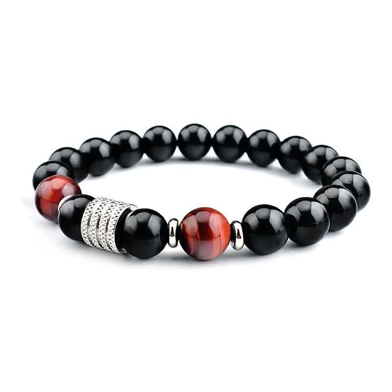 KarmaRipple's Authentic Black Obsidian Tiger Eye Strength Fulfillment Bracelet p23
