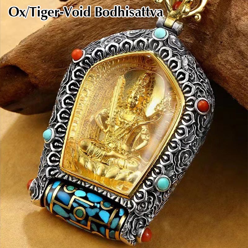KarmaRipple's Tibet Chinese Zodiac Natal Buddha Thangka Prosperity Rotatable Dzi Bead Pendant Necklace p2