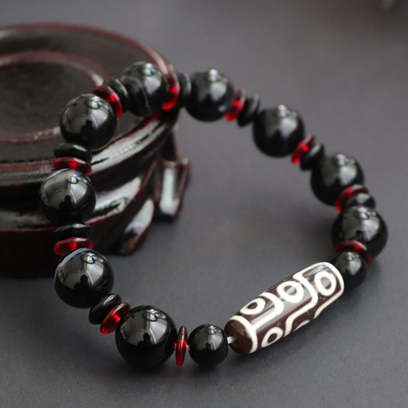 KarmaRipple's Black Onyx Nine-Eye Dzi Bead Wealth Protection Bracelet p2
