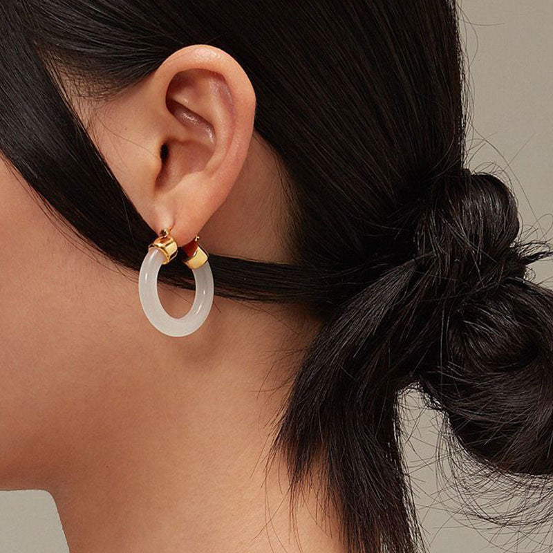 KarmaRipple's Round Jade Ivory Jade Prosperity Earrings p13