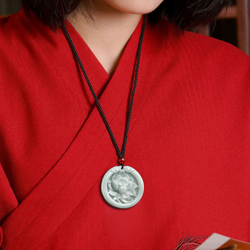 KarmaRipple's Authentic Jade Lotus Flower Carved Prosperity Pendant Necklace p8