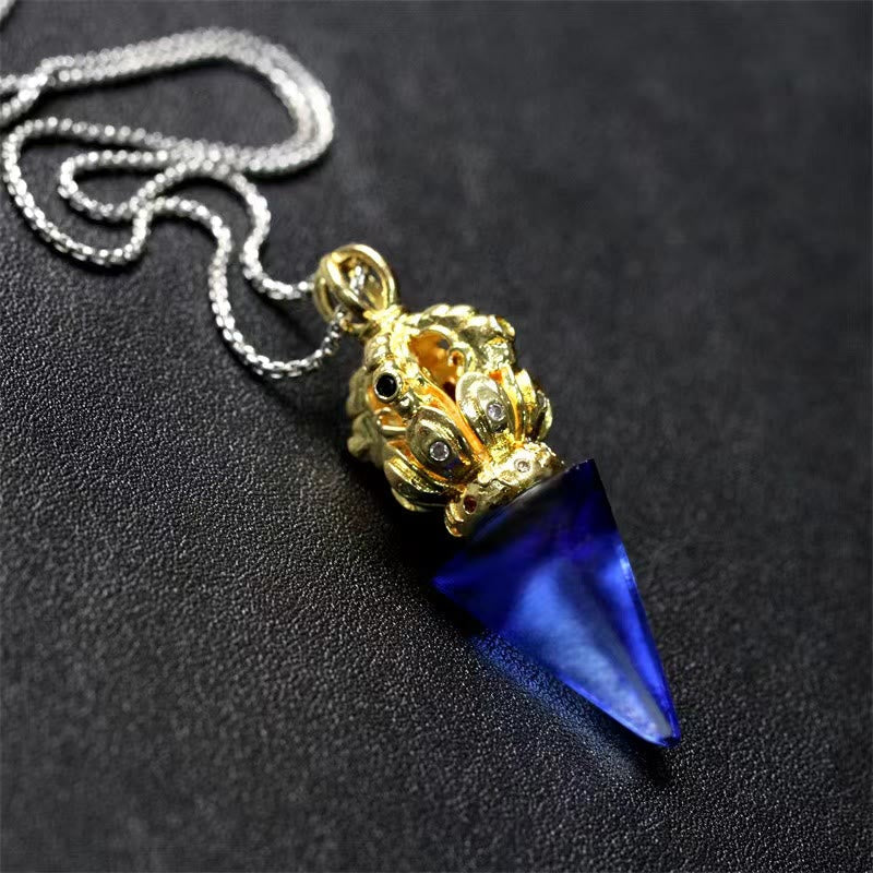 KarmaRipple's Tibetan Dorje Vajra 4 Prong Lotus Liuli Gemstone Strength Pendant Necklace p7