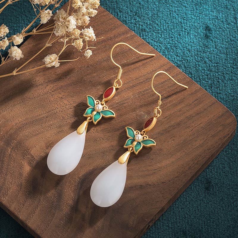 KarmaRipple's FengShui Ivory Jade Fortune Drop Earrings p9