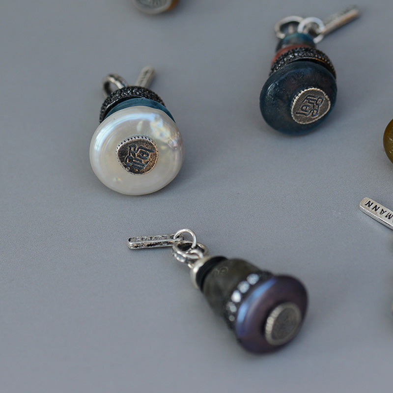 KarmaRipple's Zen Cairn Labradorite Various Crystals Calm Necklace Pendant p25