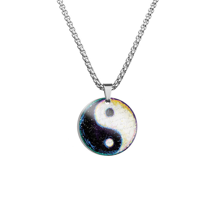KarmaRipple's Yin Yang Koi Fish Dragon Titanium Steel Balance Pendant Necklace ( p20