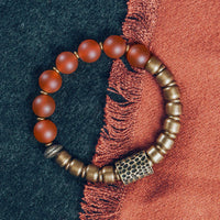 KarmaRipple's Tibetan Red Agate Green Agate Bronze Confidence Fortune Bracelet