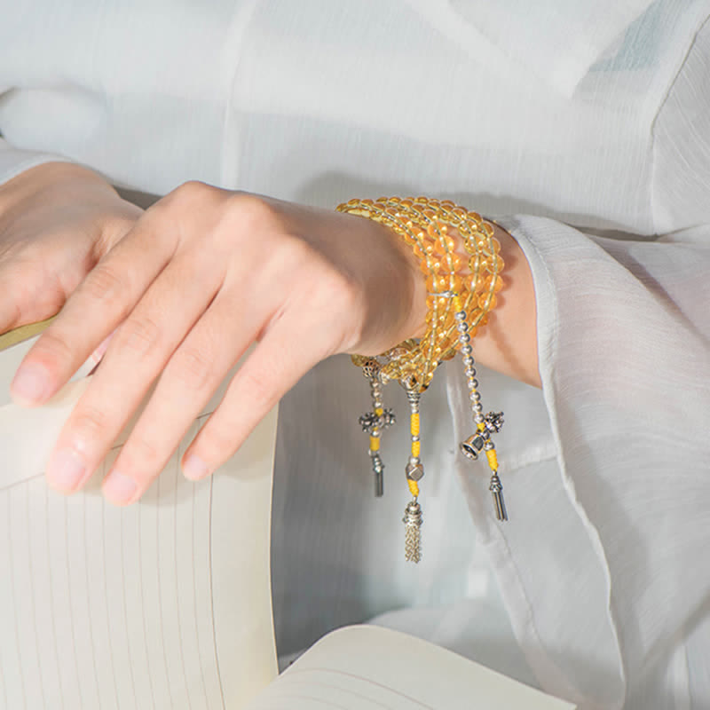 KarmaRipple's 108 Mala Beadwork 925 Sterling Silver Authentic Citrine Red Agate Ivory Jade Prosperity Talisman Bracelet p23