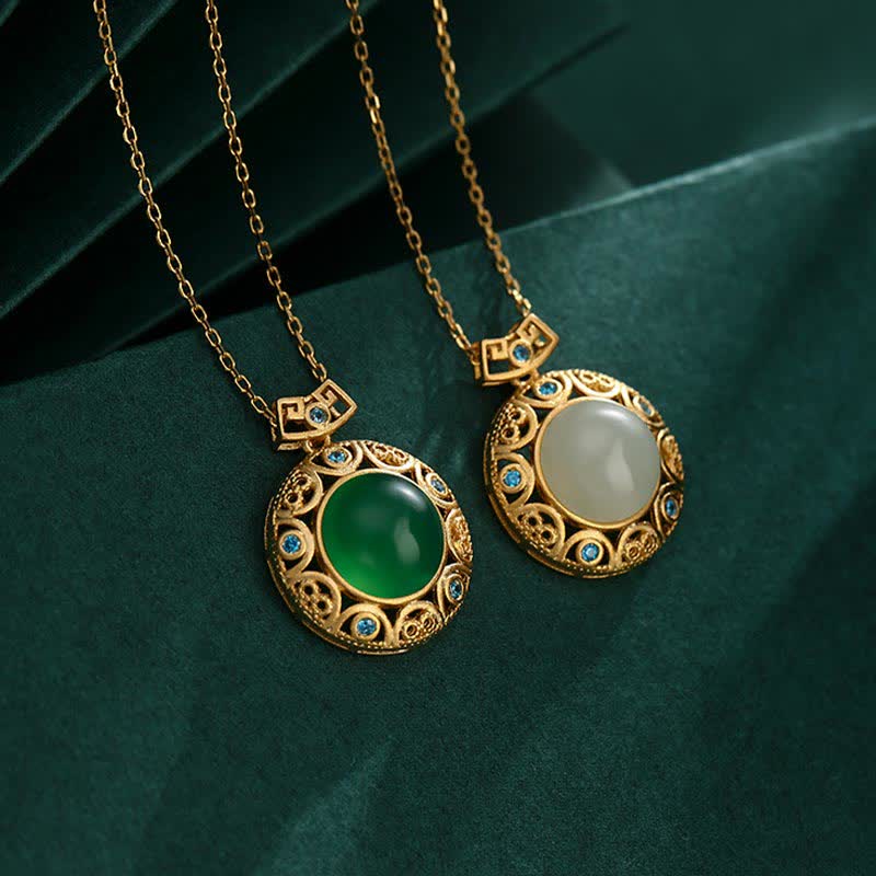 KarmaRipple's 925 Sterling Silver Green Chalcedony Hetian Ivory Jade Strength Pendant Necklace p3