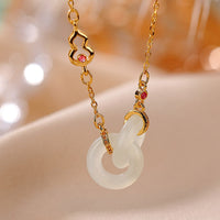 KarmaRipple's 925 Sterling Silver Round Jade Fortune Prosperity Pendant Chain Necklace