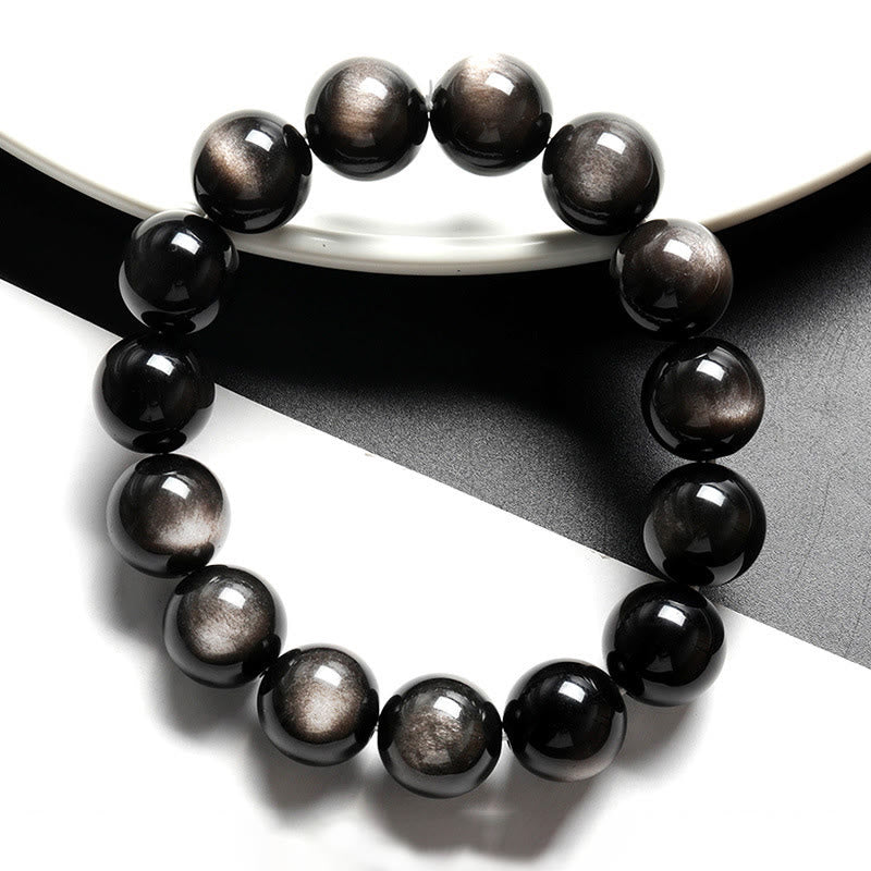 KarmaRipple's Authentic Silver Sheen Obsidian Soothing Protection Bracelet p6