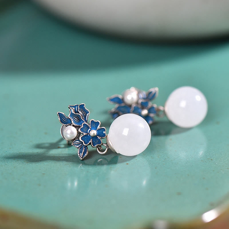 KarmaRipple's Ivory Jade 925 Sterling Silver Pearl Flower Blessing Pendant Necklace Ring Earrings p24