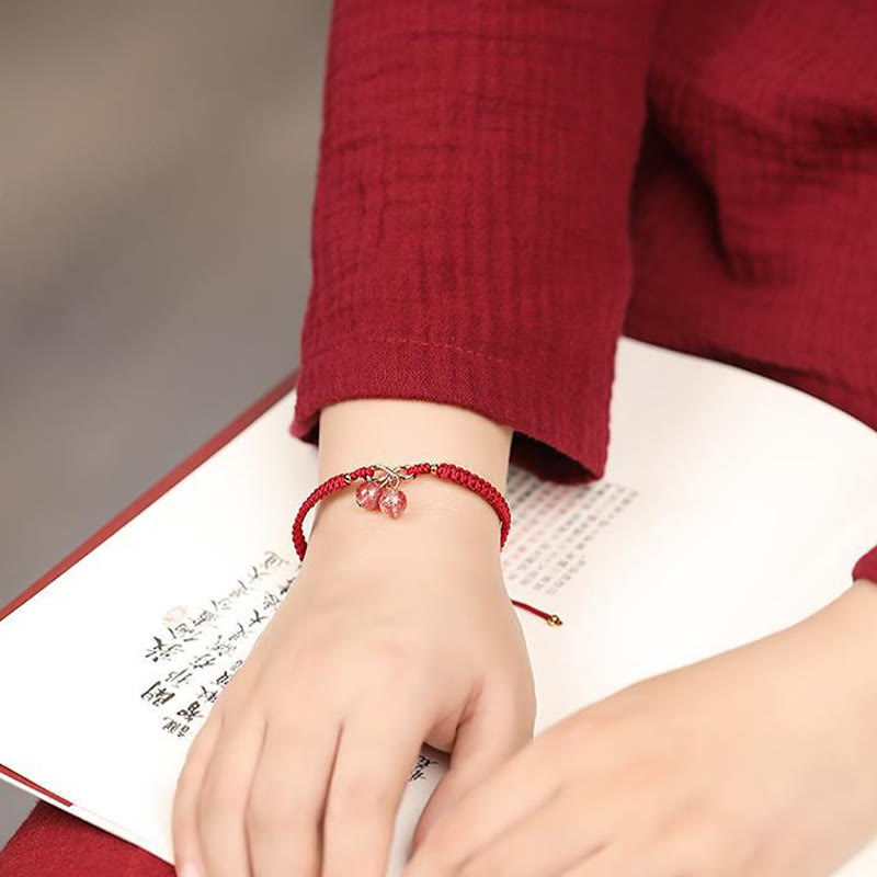 KarmaRipple's Authentic Strawberry Quartz Amethyst Green Phantom Bead Positive Bracelet p15