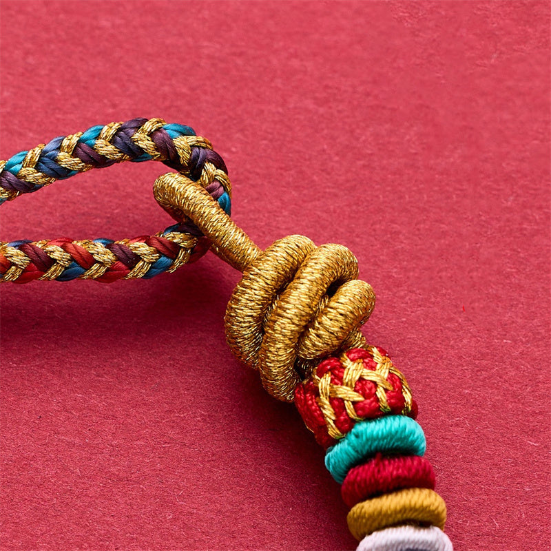 KarmaRipple's Year of the Dragon Koi Fish Mahjong Dice Peach Blossoms Bronze Coin Fortune Woven Bracelet p9