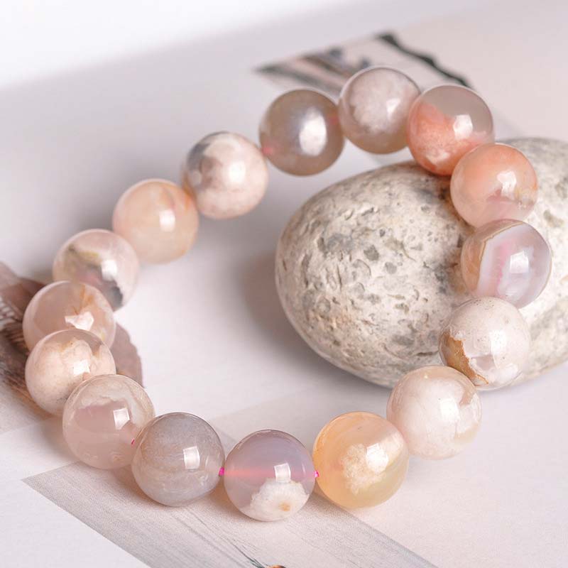 KarmaRipple's Sakura Agate Peace Blessing Bracelet p2