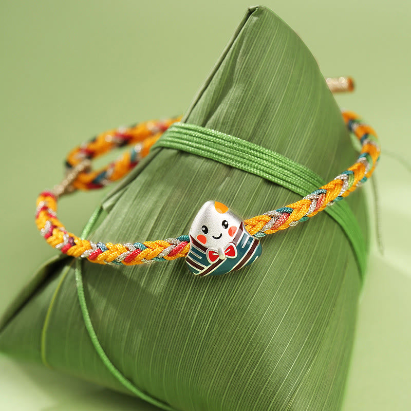KarmaRipple's 925 Sterling Silver Dragon Boat Festival Zongzi Pattern Fortune Handmade Multicolored Rope Child Adult Bracelet p2