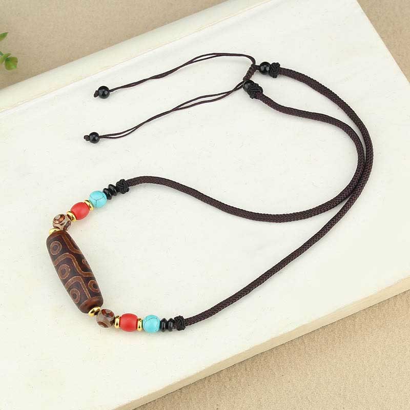 KarmaRipple's Tibetan Nine-Eye Dzi Bead Three-eyed Dzi Bead Protection String Necklaces Necklace p11