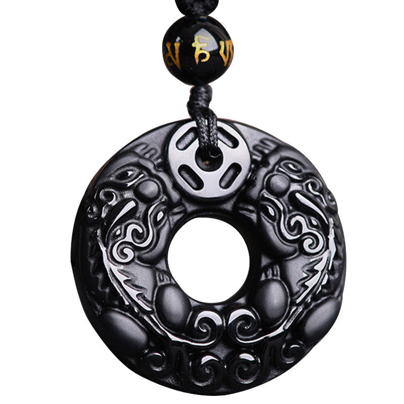 KarmaRipple's Pixiu Obsidian Wealth Necklace Pendant p4
