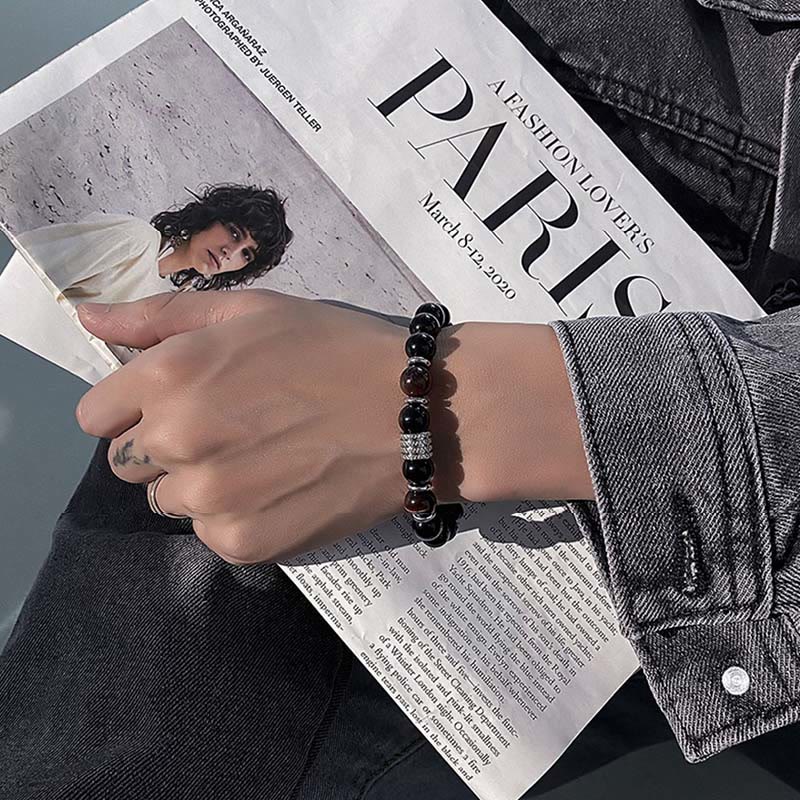 KarmaRipple's Authentic Black Obsidian Tiger Eye Strength Fulfillment Bracelet p17