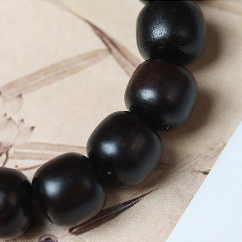 KarmaRipple's Ebony Wood Auspicious Clouds Engraved Calm Bracelet p8