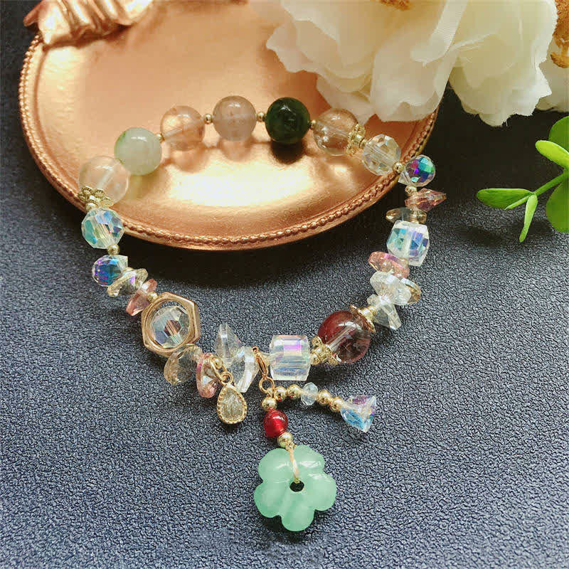 KarmaRipple's Colorful Gemstone Green Aventurine Flower Bead Fortune Bracelet p7