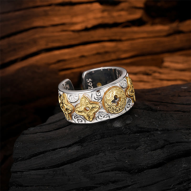 KarmaRipple's 925 Sterling Silver Vintage Tang Dynasty Flower Design Fortune Ring p4