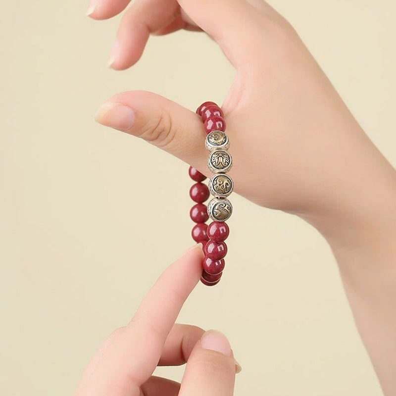 KarmaRipple's 925 Sterling Silver Authentic Cinnabar Four Beasts Blessing Bracelet p21
