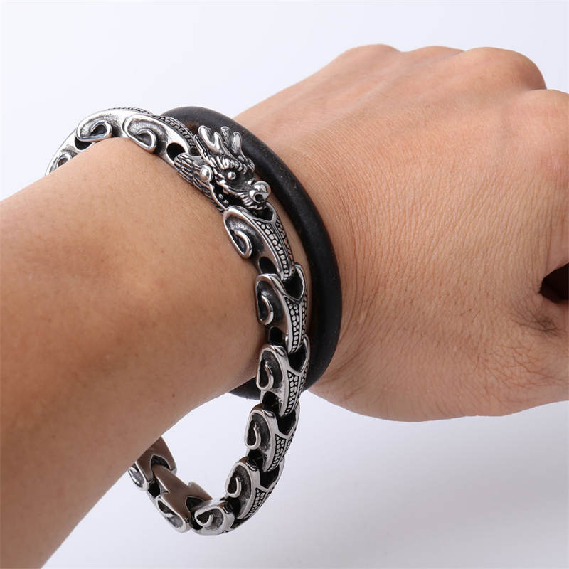 KarmaRipple's Dragon Titanium Steel Fortune Bracelet Bangle p4