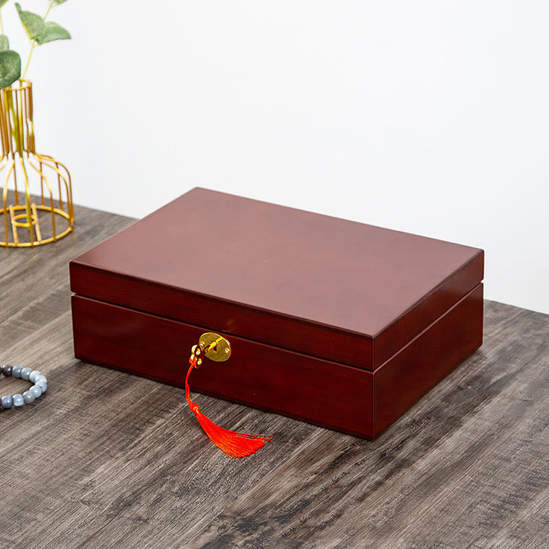 KarmaRipple's Vintage Wooden Jewelry Box Two-Layer Solid Wood Jewelry Storage Box p28