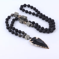 KarmaRipple's Authentic Lava Rock Yoga Meditation Pendant Arrow Necklace