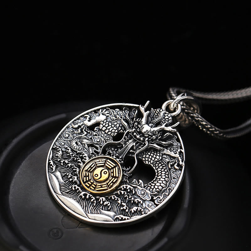 KarmaRipple's Dragon Waves Yin Yang Bagua Fortune Strength Pendant Necklace p1