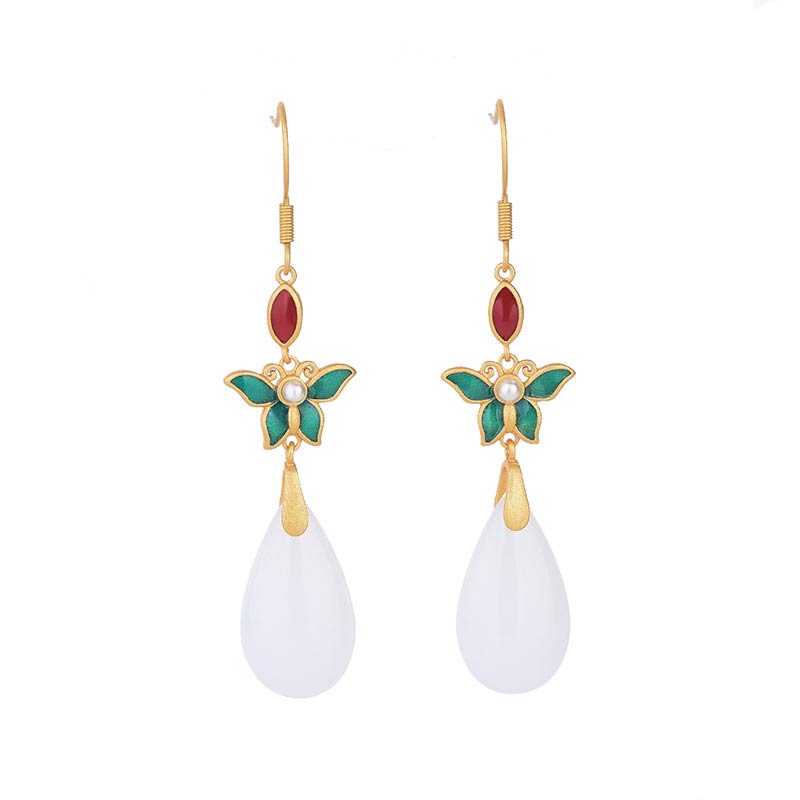 KarmaRipple's FengShui Ivory Jade Fortune Drop Earrings p11