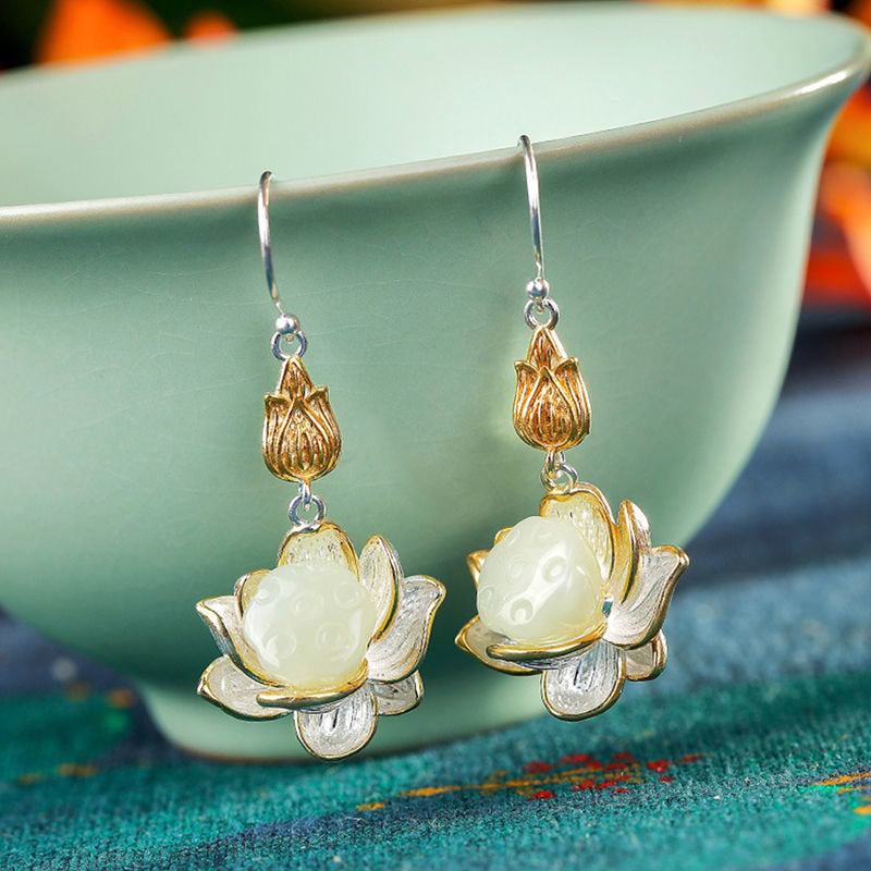 KarmaRipple's Ivory Jade Protection Balance Drop Earrings p6