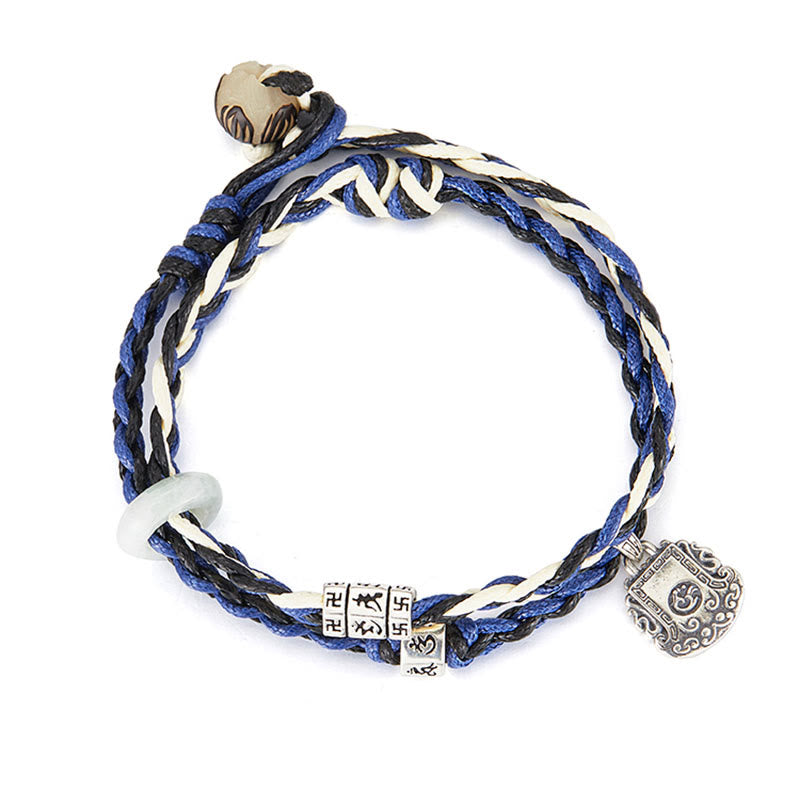 KarmaRipple's 925 Sterling Silver Om Mani Padme Hum Swastika Handmade Protection Bracelet p3