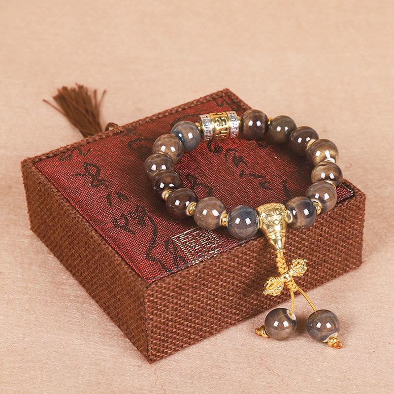 KarmaRipple's Tibet Om Mani Padme Hum Prayer Wheel Dorje Vajra Engraved Glass Bead Wisdom Bracelet p15