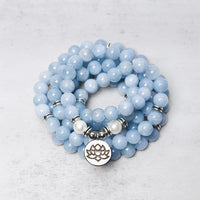 KarmaRipple's 108 Mala Beadwork Aquamarine Balancing Bracelet