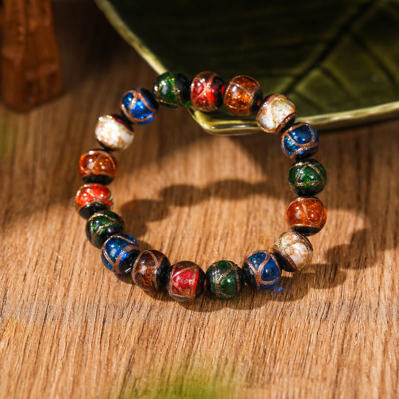 KarmaRipple's Tibetan Classic Liuli Glass Bead Fortune Wealth Bracelet ( p13