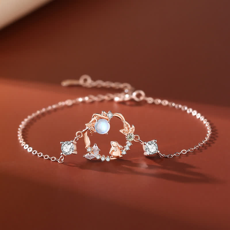 KarmaRipple's 925 Sterling Silver Year of the Rabbit Moonstone Moon Flower Pattern Pendant Necklace Bracelet Earrings p16