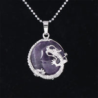 KarmaRipple's Chinese Dragon Authentic Quartz Gemstone Balancing Energy Pendant Necklace