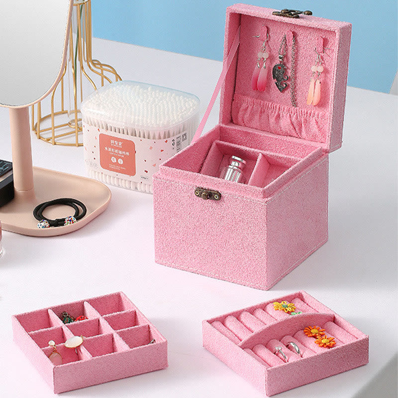 KarmaRipple's Jewelry Box Organizer Three-Layer Jewelry Storage Box Flannel Gift Box p14