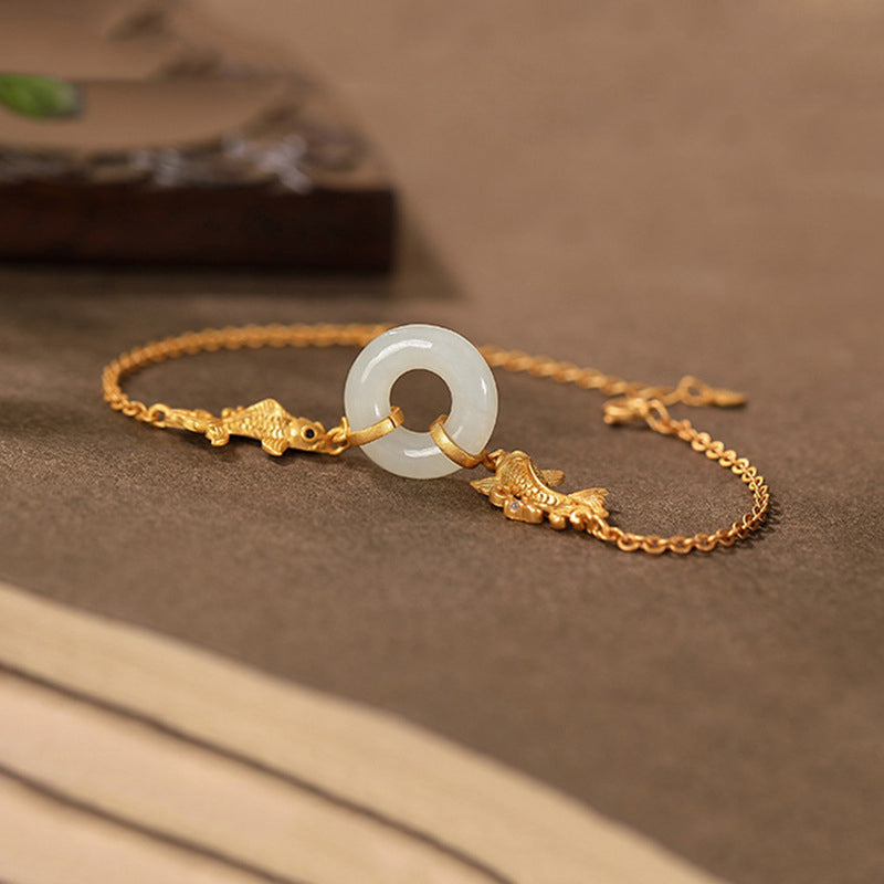 KarmaRipple's Ivory Jade Koi Fish Prosperity Bracelet p7