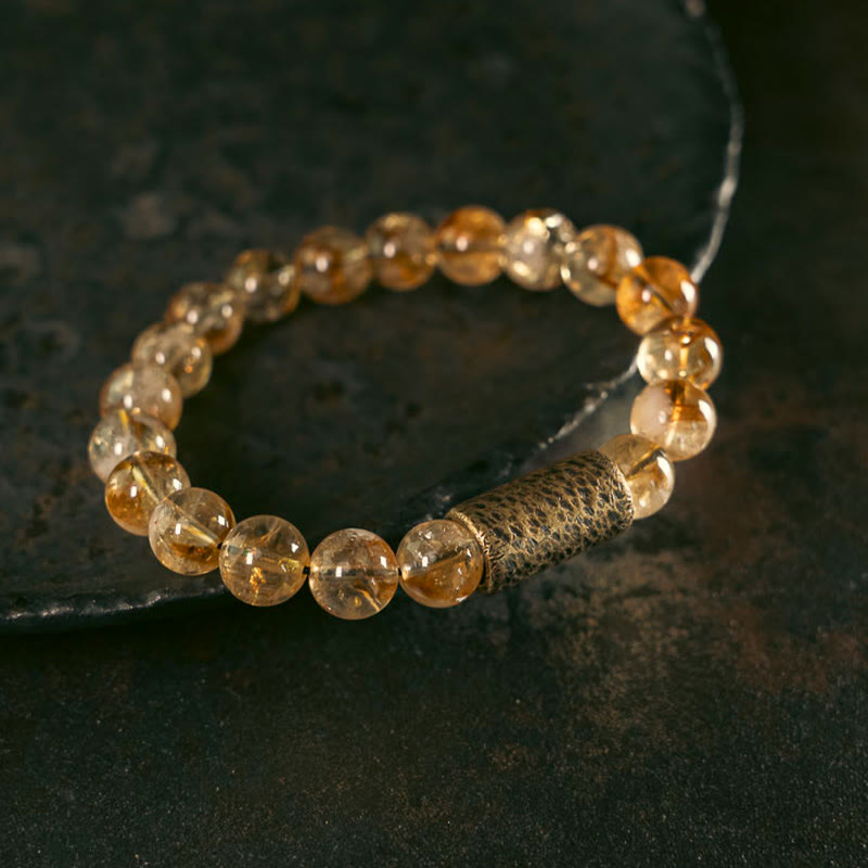 KarmaRipple's Authentic Citrine Gemstone Brass Bead Protection Bracelet p2