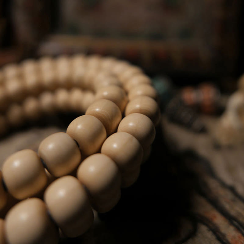 KarmaRipple's 108 Mala Beadwork Abelia Biflora Wood Warding Off Evil Spirits Wrist Mala p11