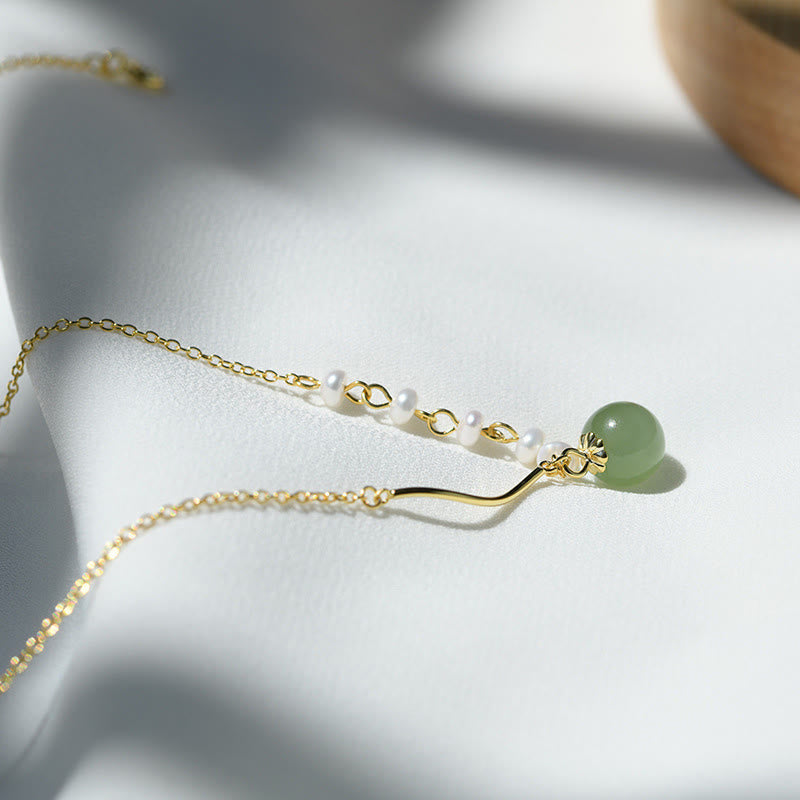 KarmaRipple's KarmaRipple's atural Hetian Jade Pearl Fortune Bead Pendant Necklace p4