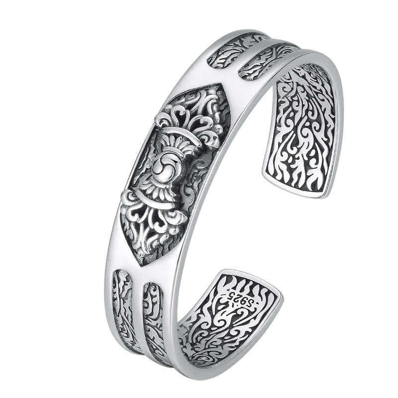 KarmaRipple's 925 Sterling Silver Vajra Dorje Engraved Spiritual Power Bracelet Bangle p7