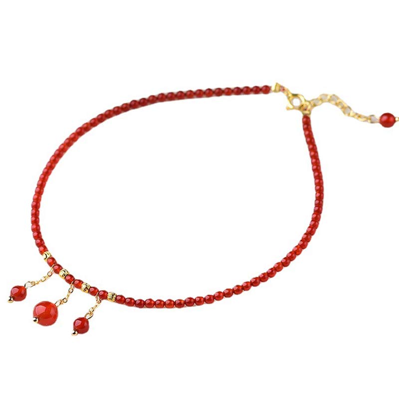KarmaRipple's Red Agate Confidence Calm Anklet p9