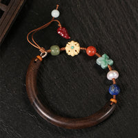 KarmaRipple's Agarwood Lazurite Pearl Hetian Jade Gemstone Fortune Strength String Cuff Bracelet